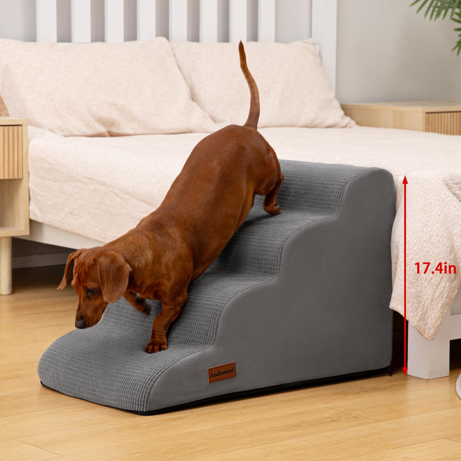 Aodisman dog steps beside sofa helping pets reach the couch with ease