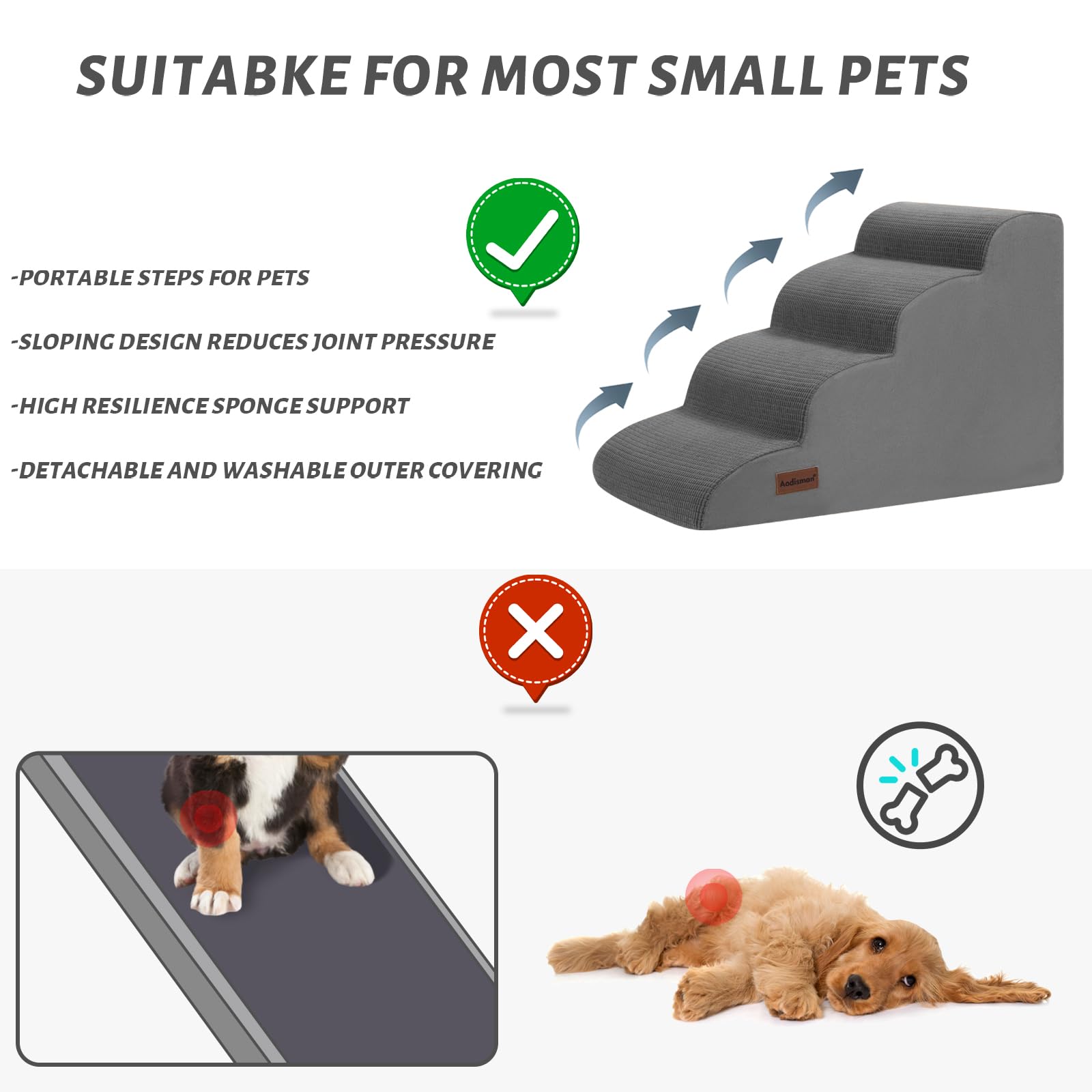 Aodisman dog steps suited for puppies and short-legged pets at home