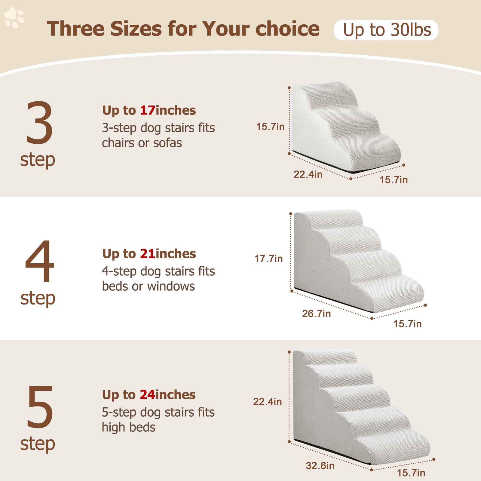 Aodisman three-step height dog stairs beside a chair for easy access.