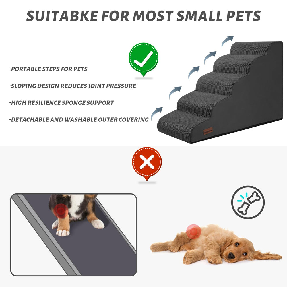 Dogs using Aodisman stairs for safe bed access.