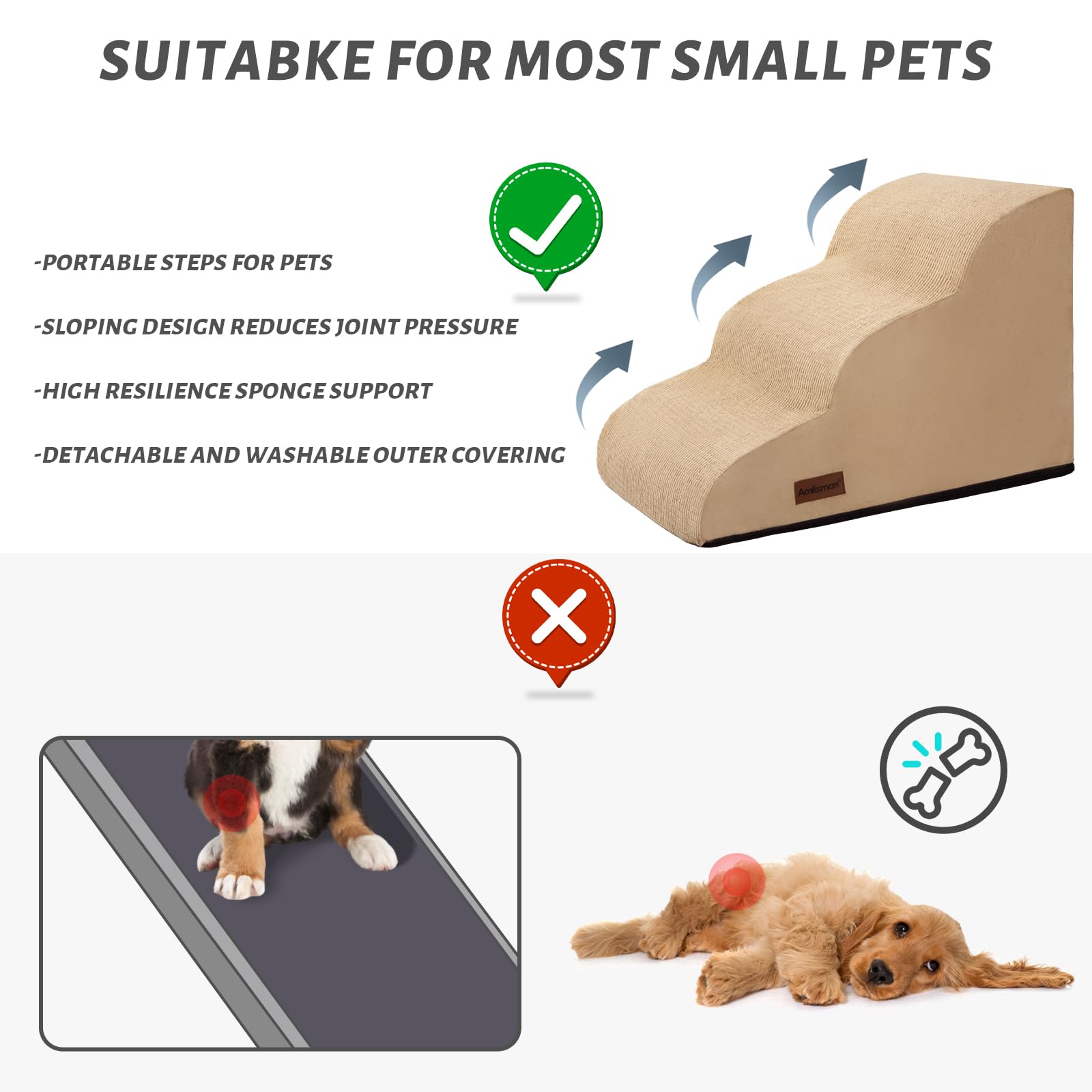 Aodisman four-step dog stairs for sofas and beds offers versatile use