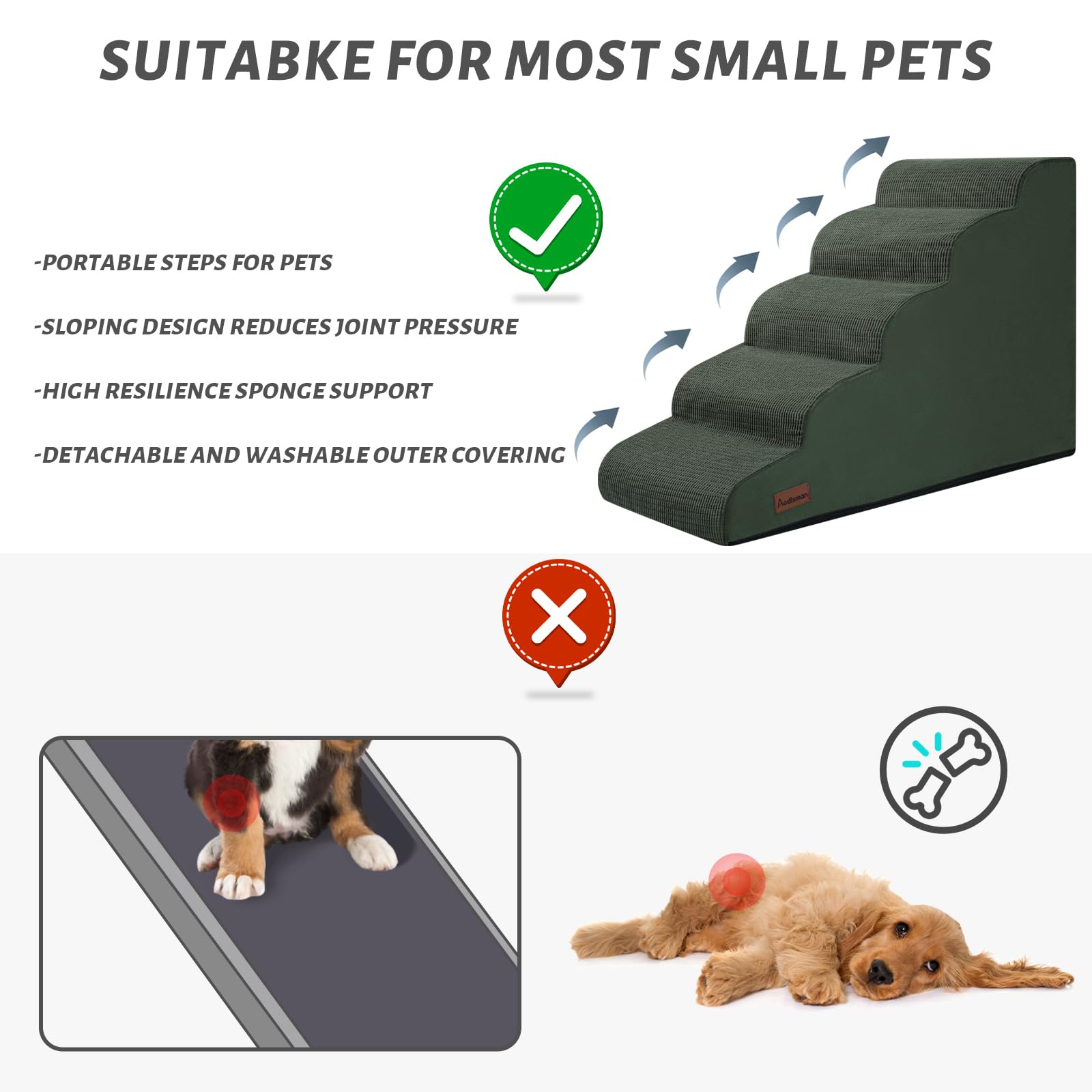Aodisman green pet stairs add style while guiding pets safely