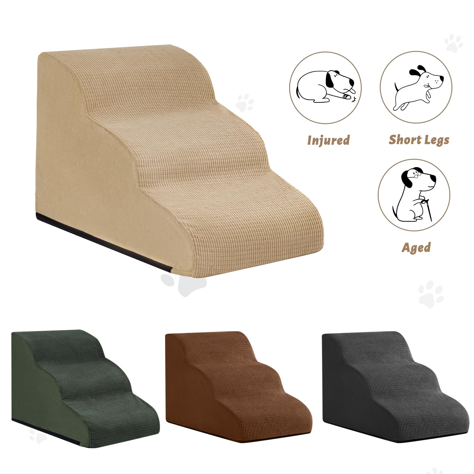Aodisman khaki dog stairs on living room blends with décor while aiding access