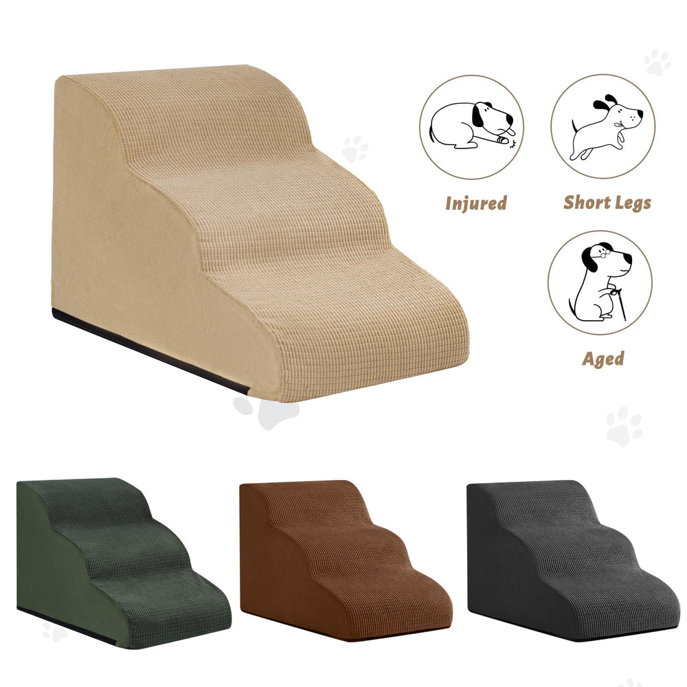 Aodisman khaki dog stairs on living room blends with décor while aiding access