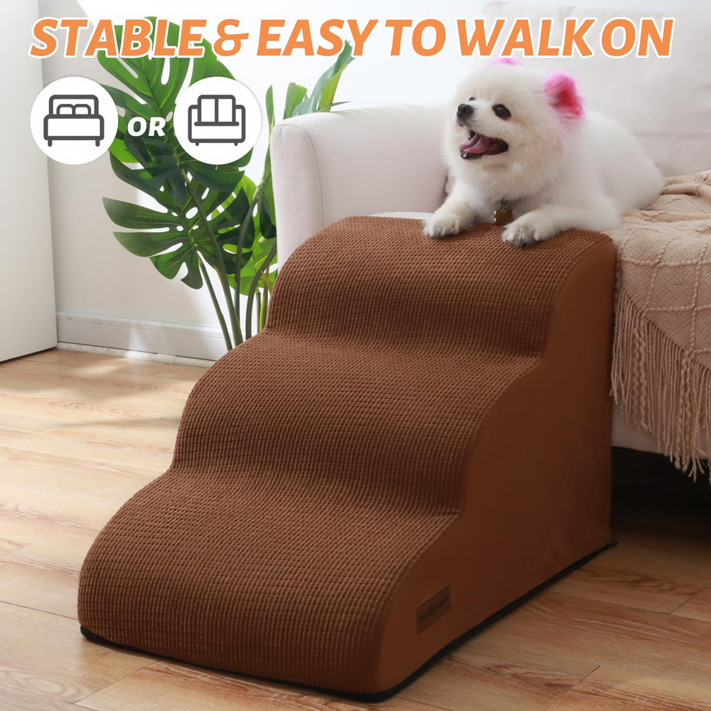 Aodisman non-slip pet steps with foam bottom provide stable footing.