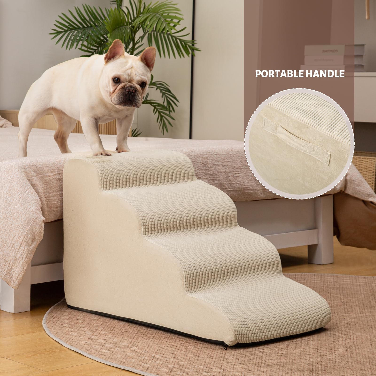 Aodisman wide steps with gentle slope reduce joint strain for pets.