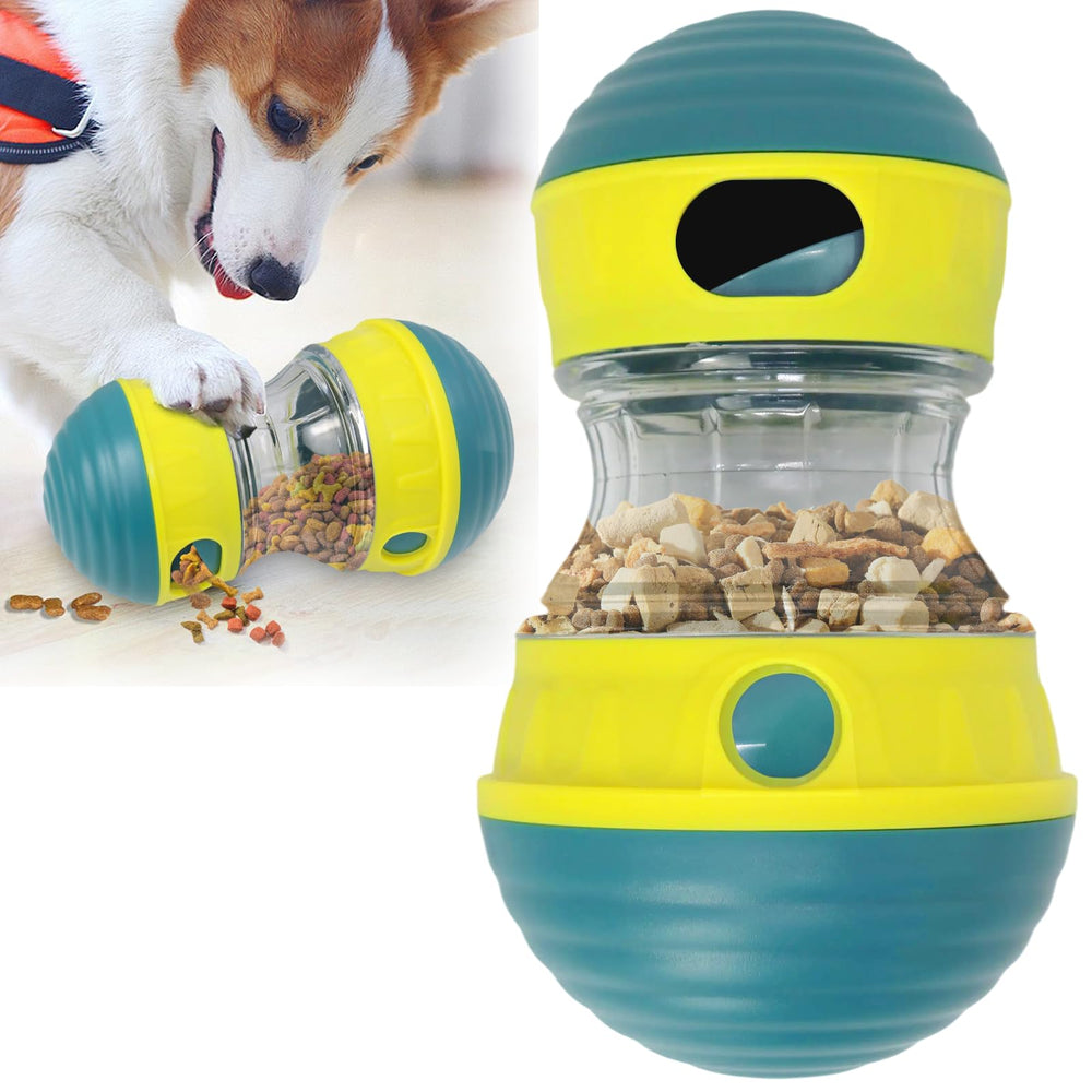 AOEEKI interactive dog toy ball demonstrates treat dispensing for engaging play.