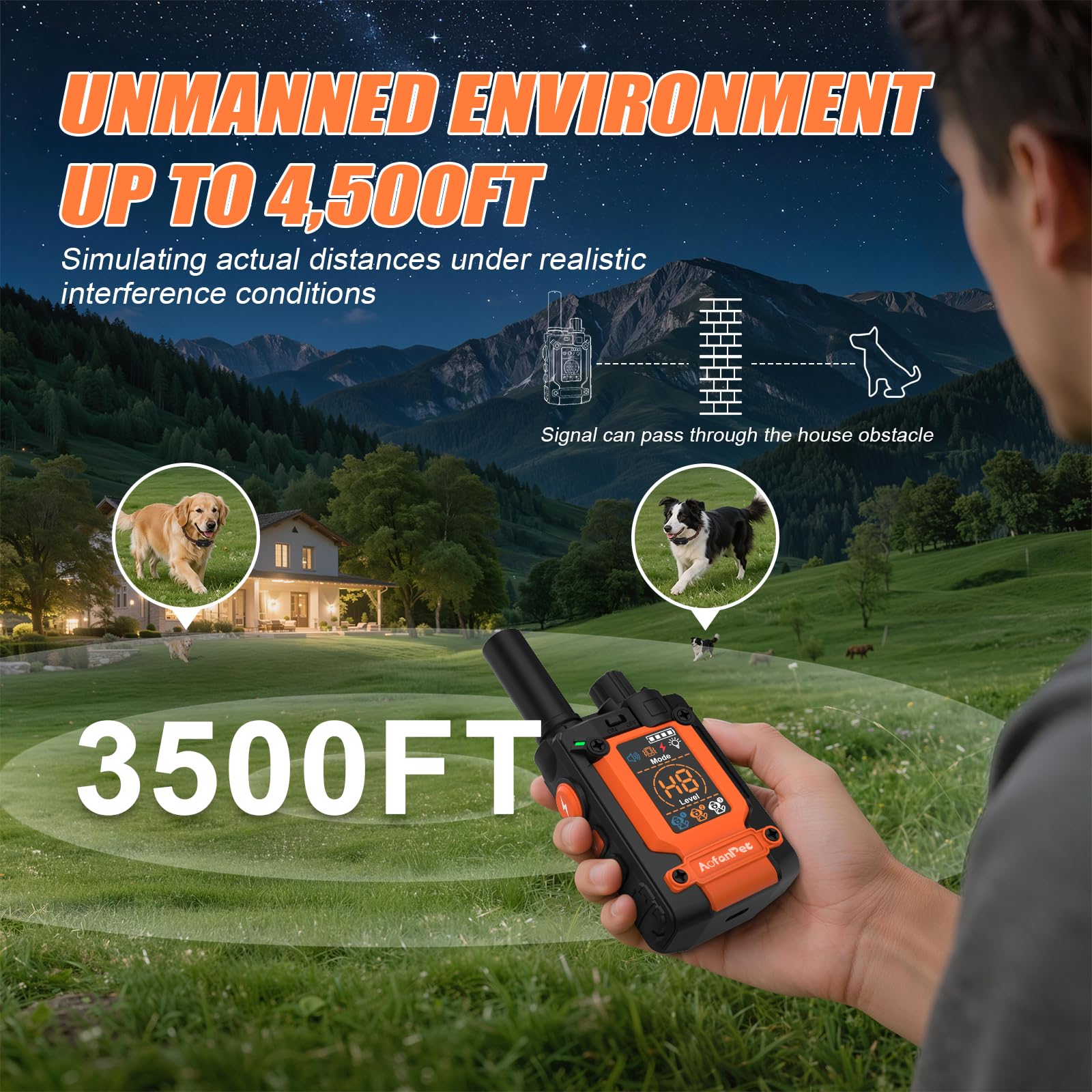 AOFANPET LED light on collar aids night visibility during walks.