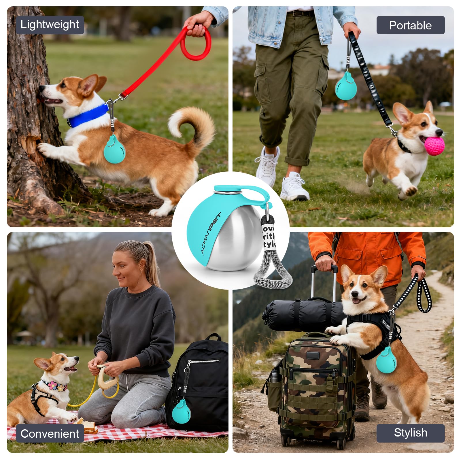 AOFANPET soft silicone bowl expands instantly for water or snacks