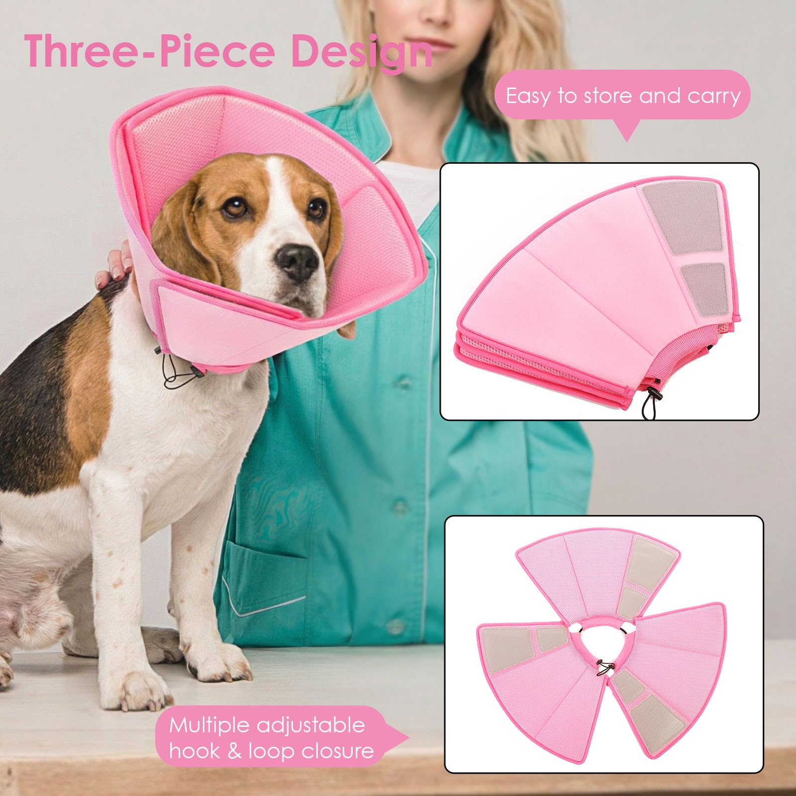 AOFITEE Elizabethan collar adjustable closure close-up for secure fit