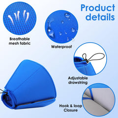 Machine washable soft dog cone in blue for easy cleaning.