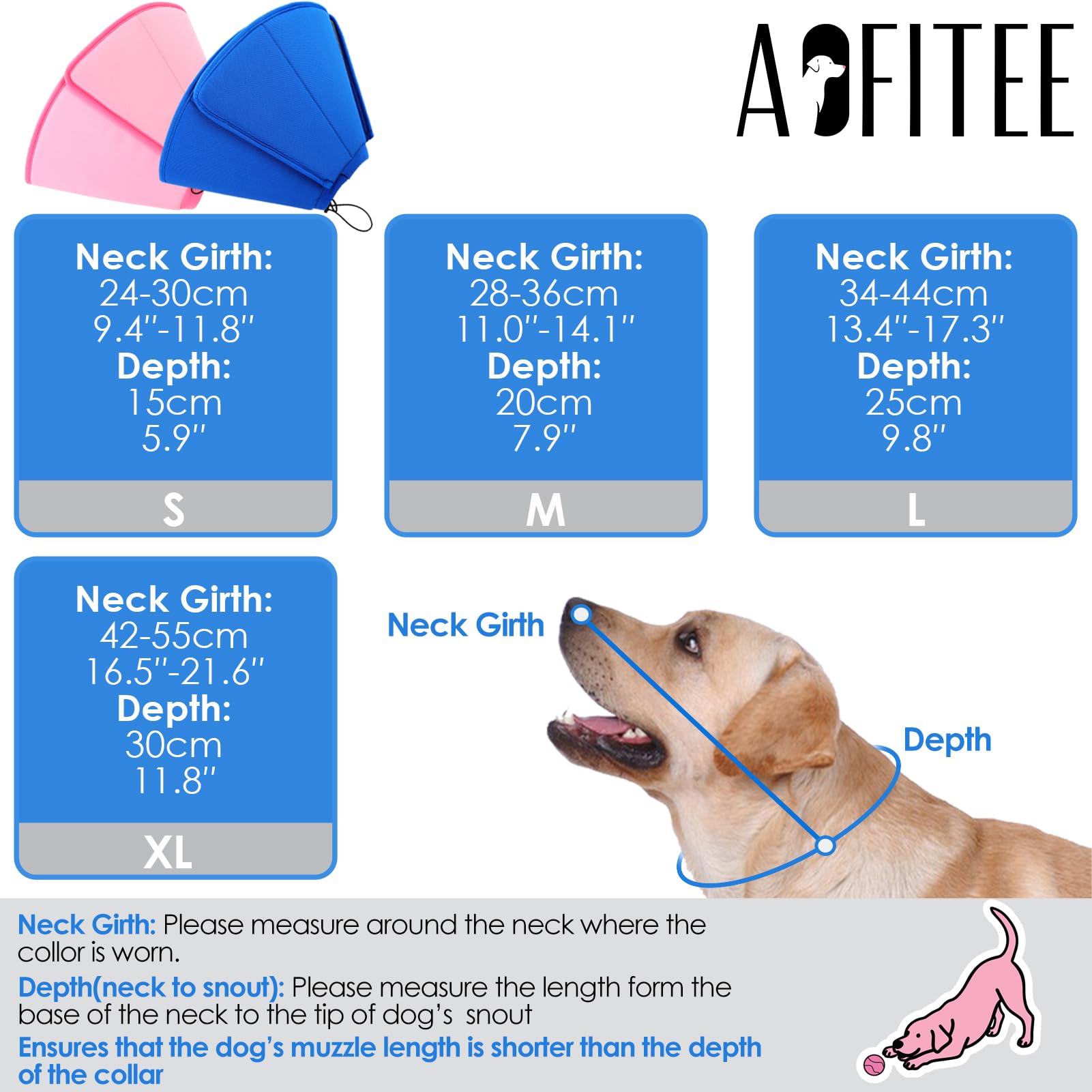 AOFITEE Soft Dog Cone adjustable closure for easy fit.