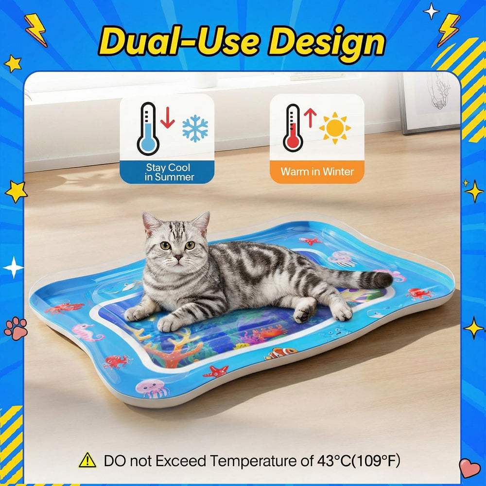 Aoioploa Cat Water Mat 45mm inlet design simplifies filling, draining, and cleanup.