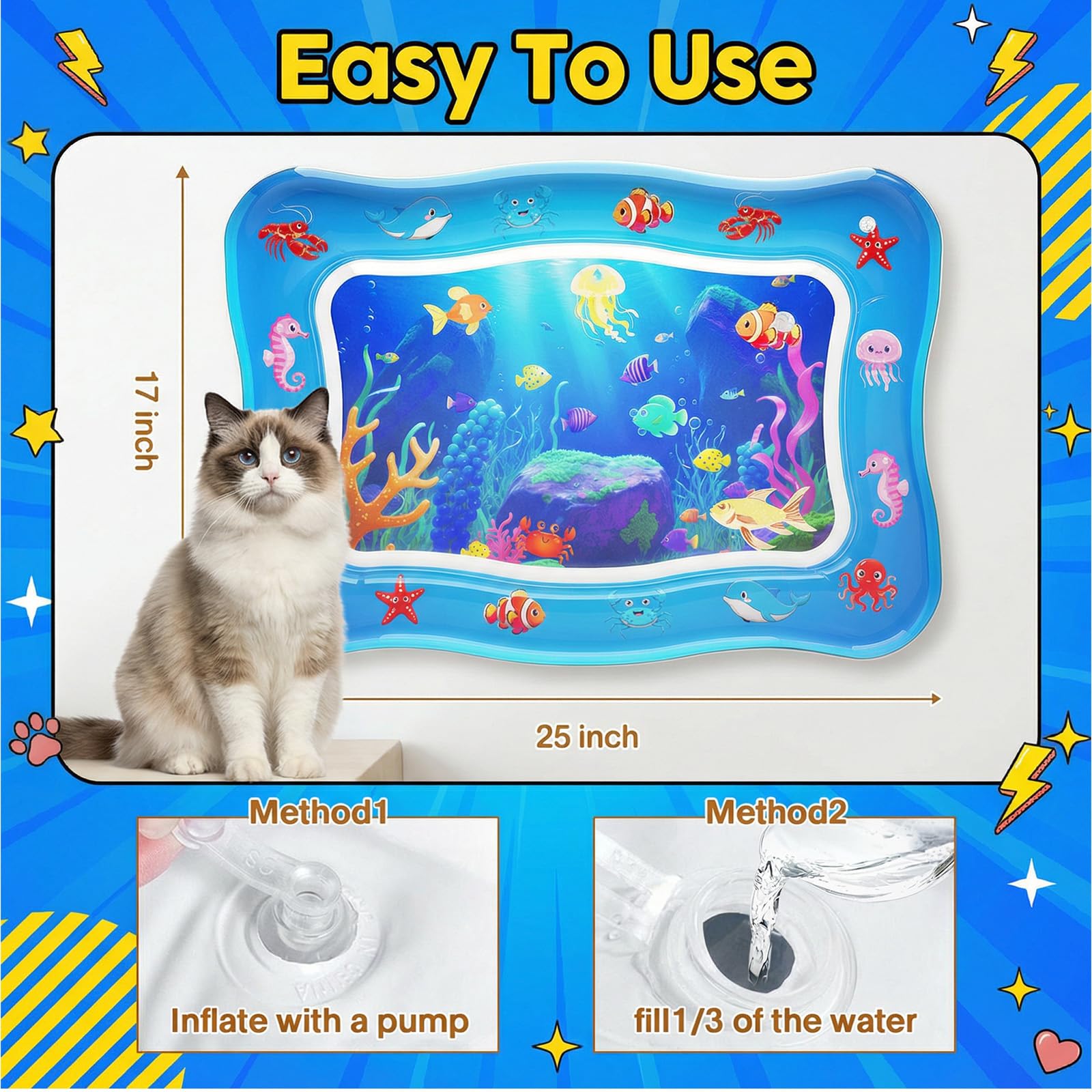 Aoioploa Cat Water Mat easy-clean foldable design supports eco-friendly, reusable play.