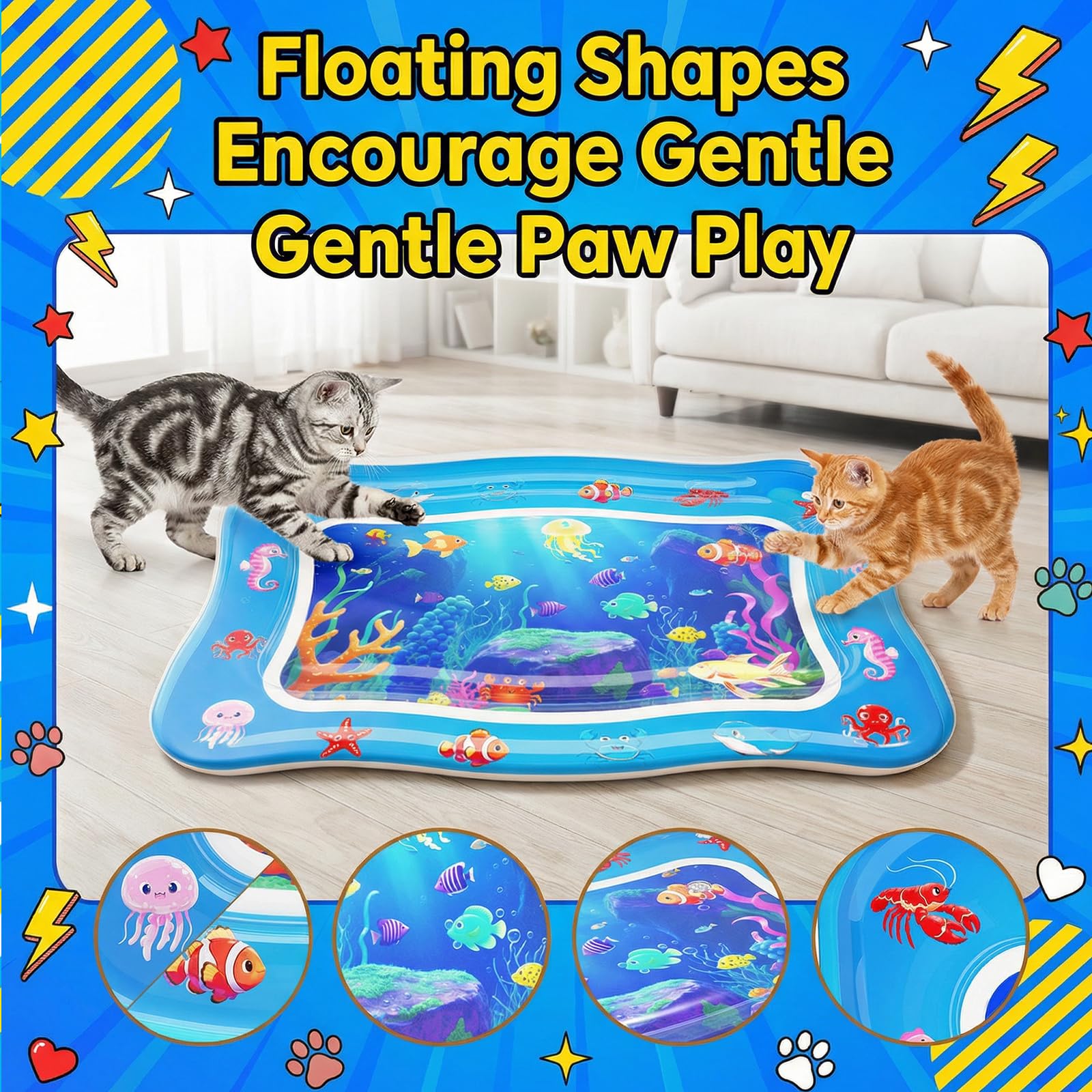 Aoioploa Cat Water Mat non-slip base keeps the mat stable during use.