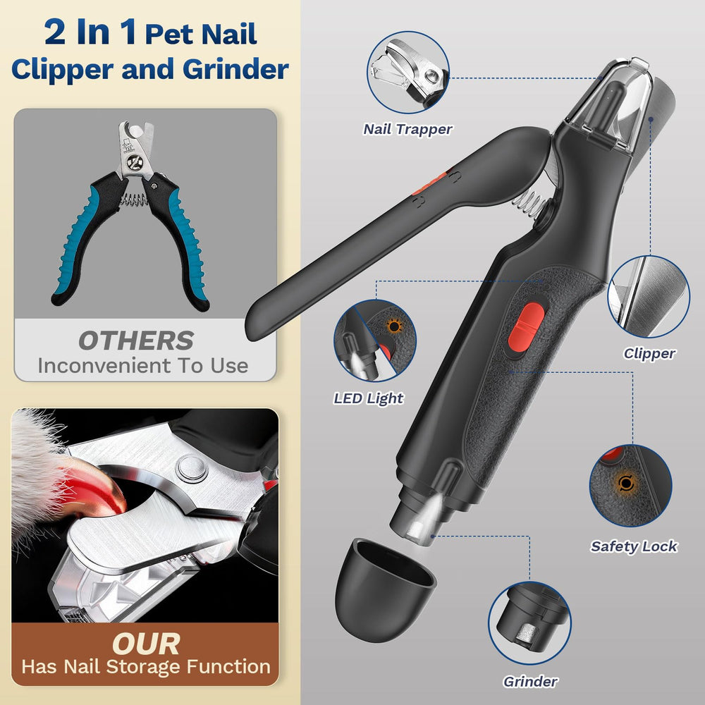 Aoioploa clipper grinder combo streamlines pet nail care in one tool.