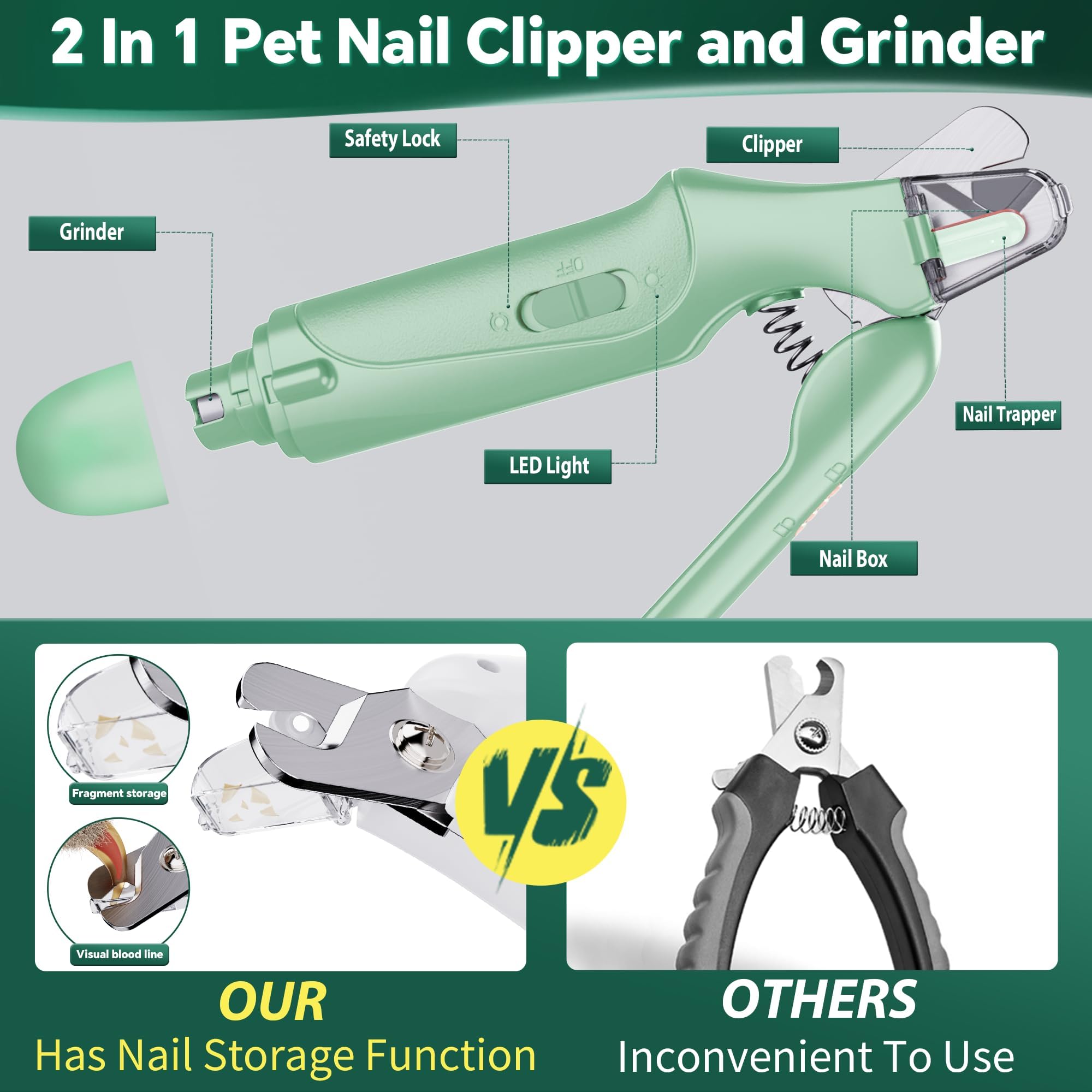 Aoioploa compact 2-in-1 tool for dogs and cats at home