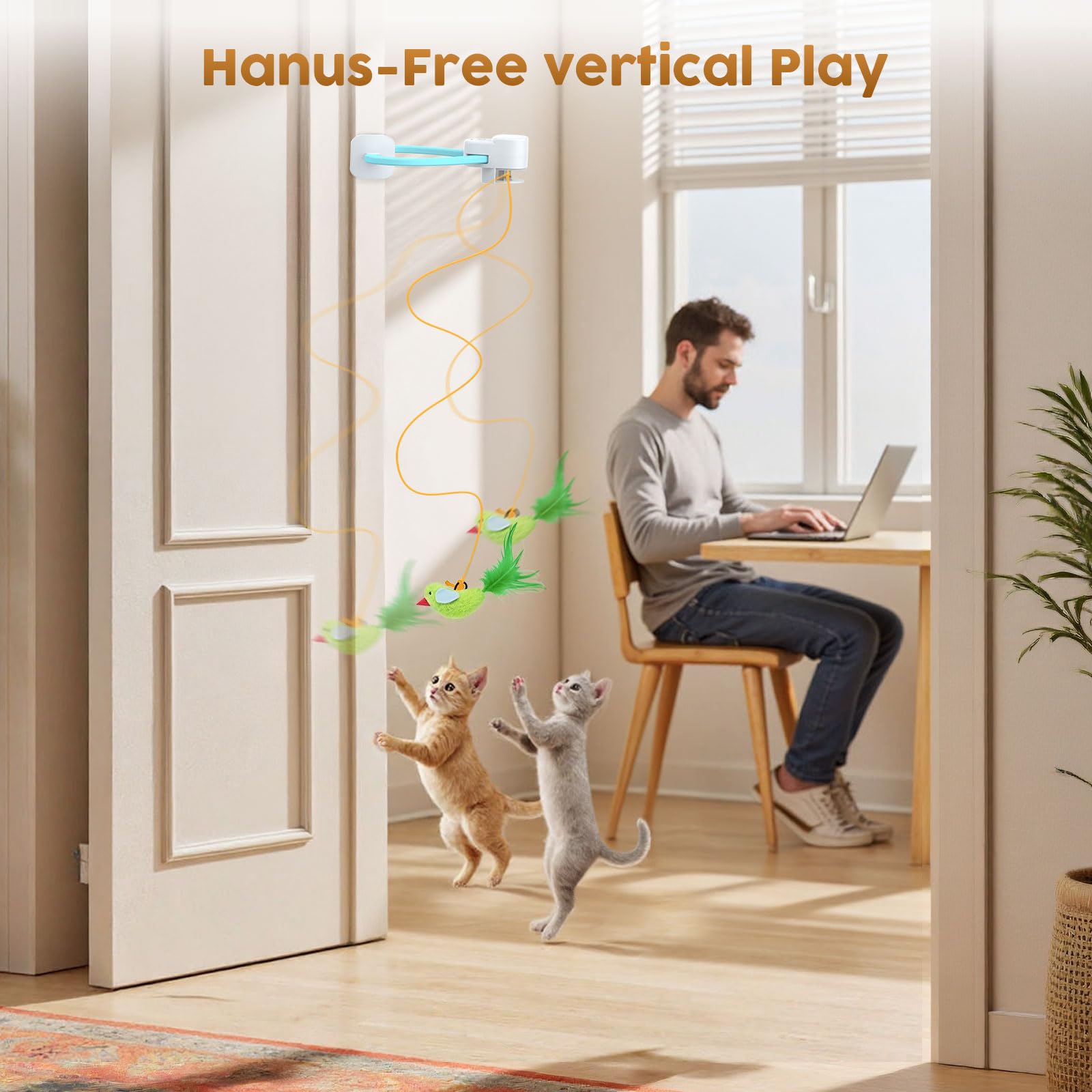 Aoioploa flying bird motion cat toy captivates cats with lifelike chase.