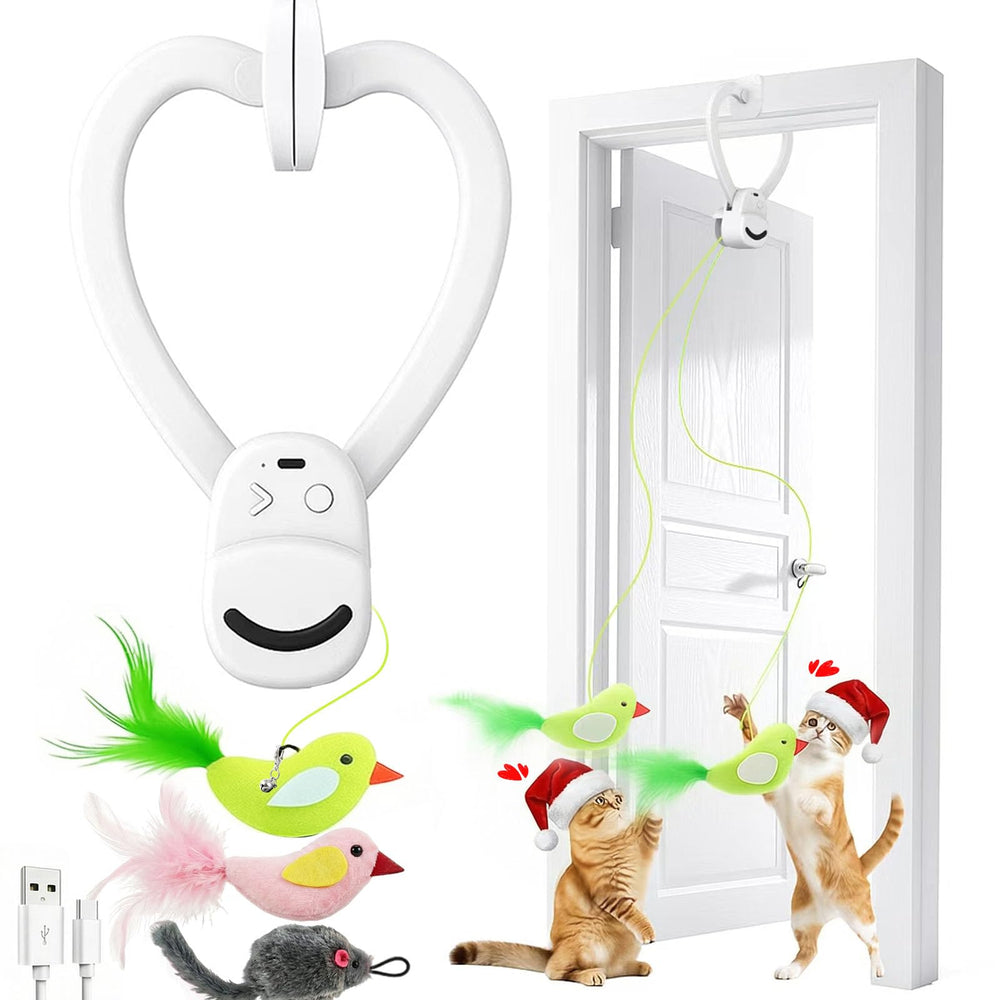 Aoioploa interactive cat toy clip-on door-frame promotes vertical play in small spaces