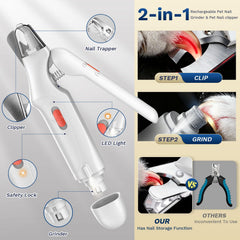Aoioploa nail grinder with LED lights for better visibility during grooming.