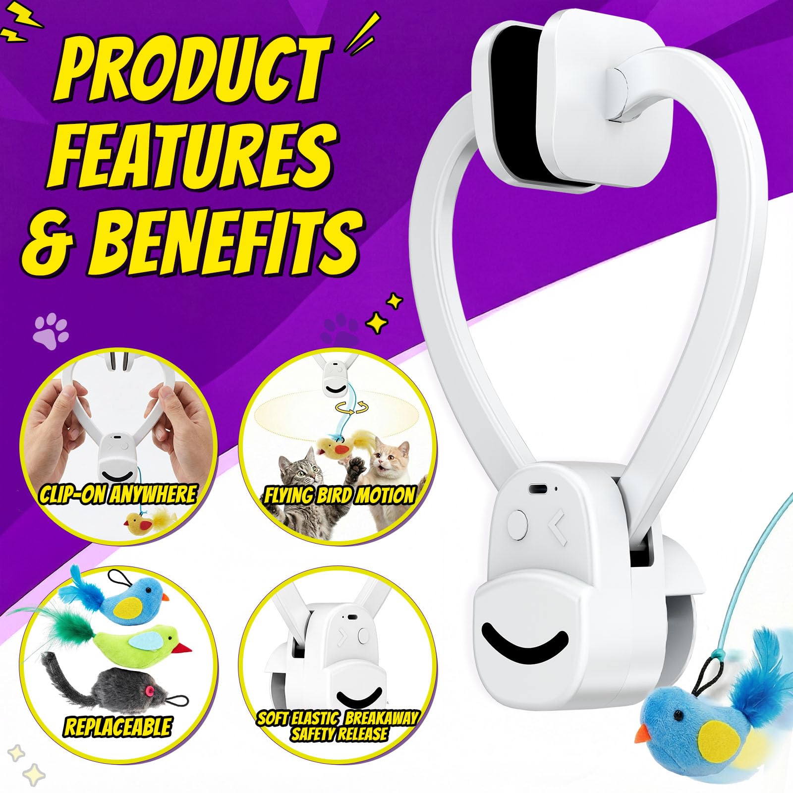 Aoioploa usb-rechargeable cat toy eliminates wasteful batteries for eco-friendly fun