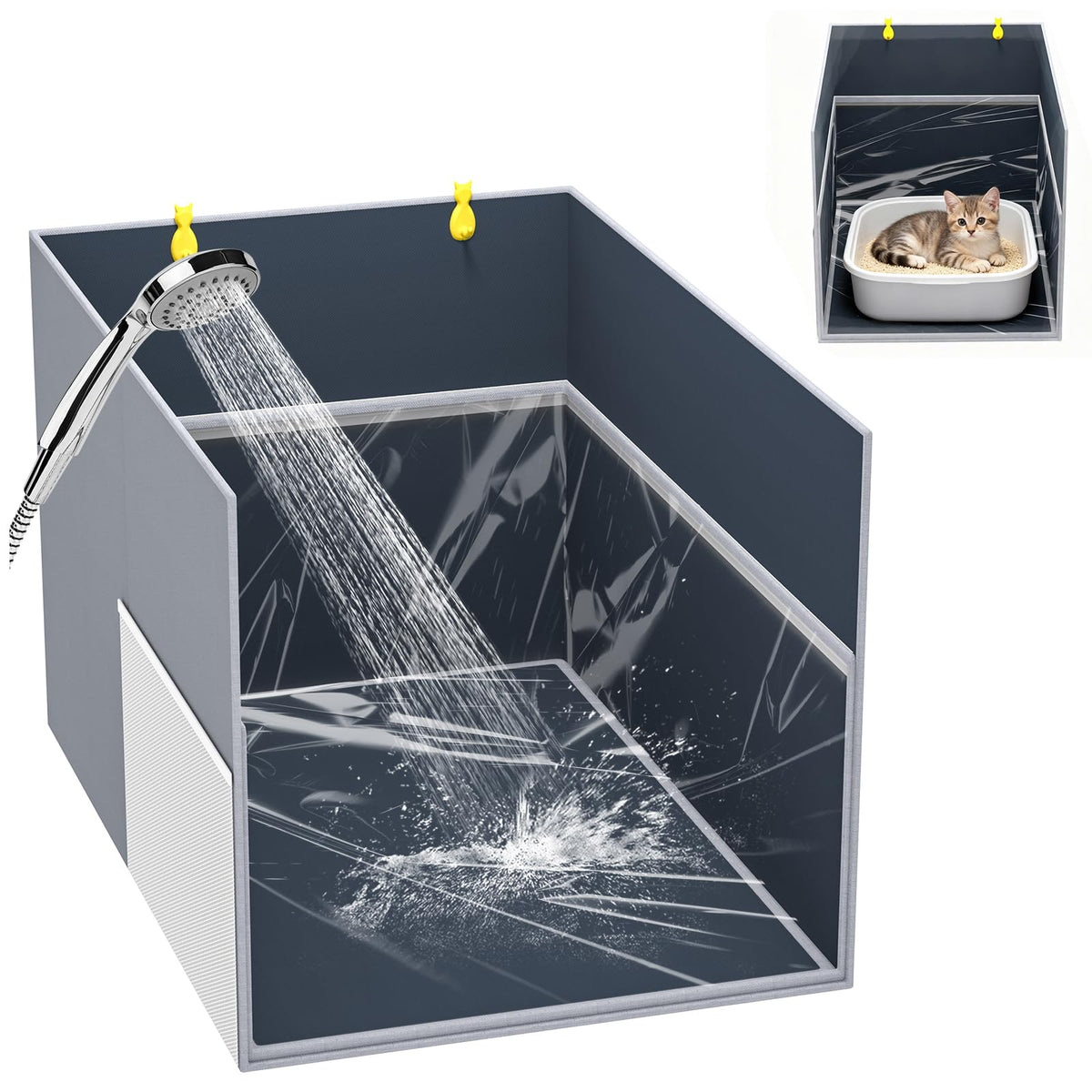Aokeyee Cat Litter Box Enclosure Foldable shows quick setup and space-saving design.