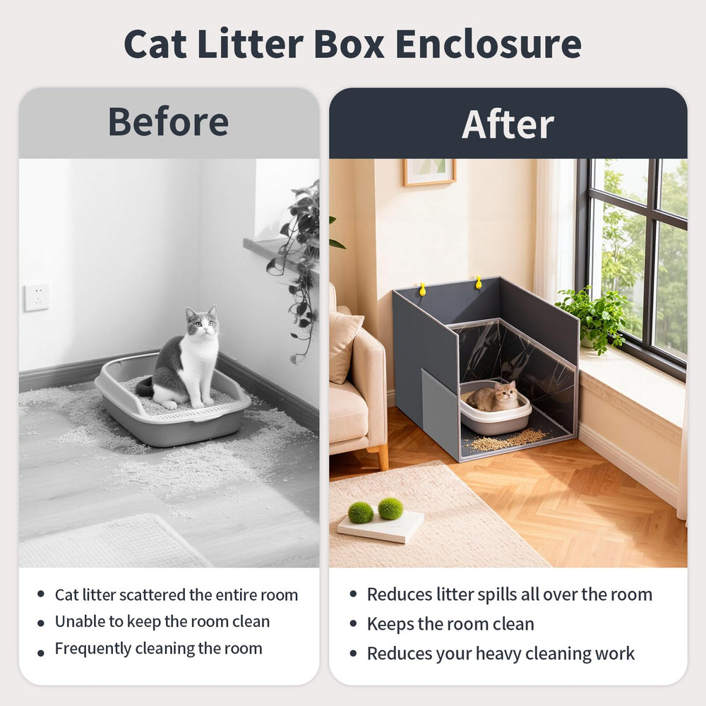 Aokeyee Cat Litter Box Enclosure Removable Bottom Panel aids easy litter removal.