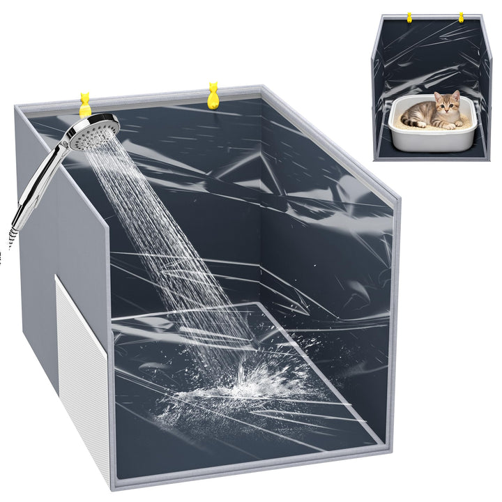 Aokeyee cat litter box enclosure splash guard high side protects floors
