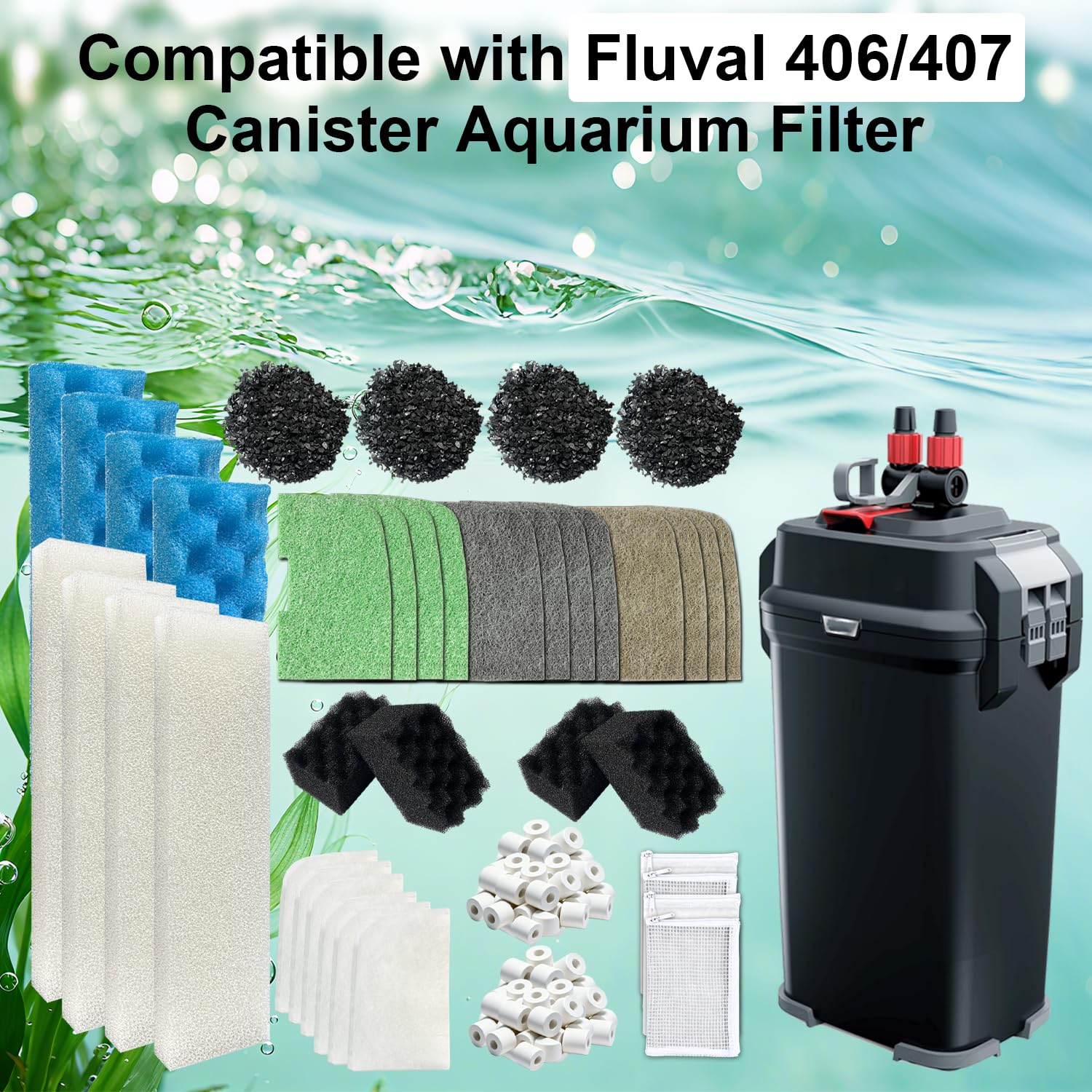 Aolleteau Fluval 406/407 coconut shell carbon enhances water clarity