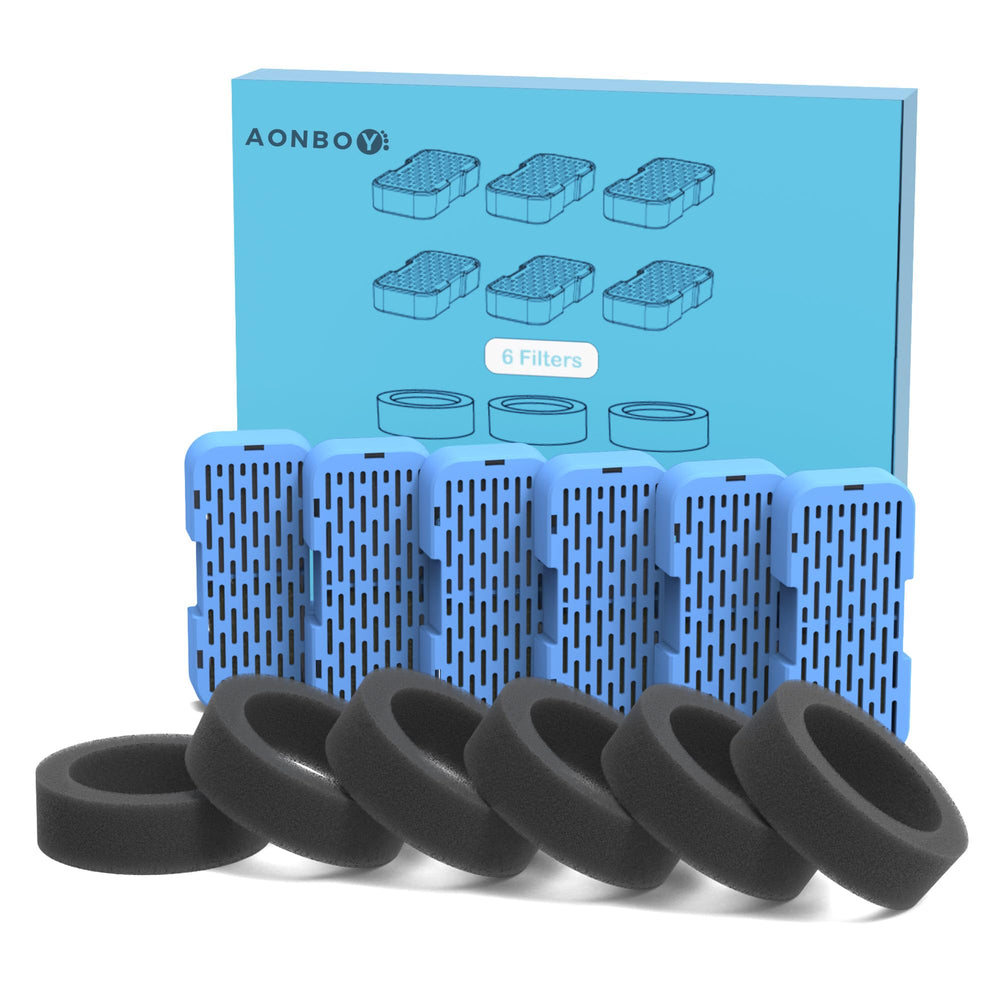 AONBOY cat fountain filters kit front view, replacement for a clean water experience
