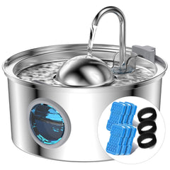 AONBOY cat water fountain with water level window for easy monitoring.