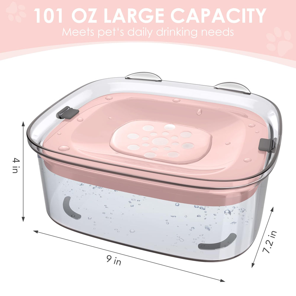 AONKEY 3L dog water bowl anti-spill prevents messy drips while pets drink.