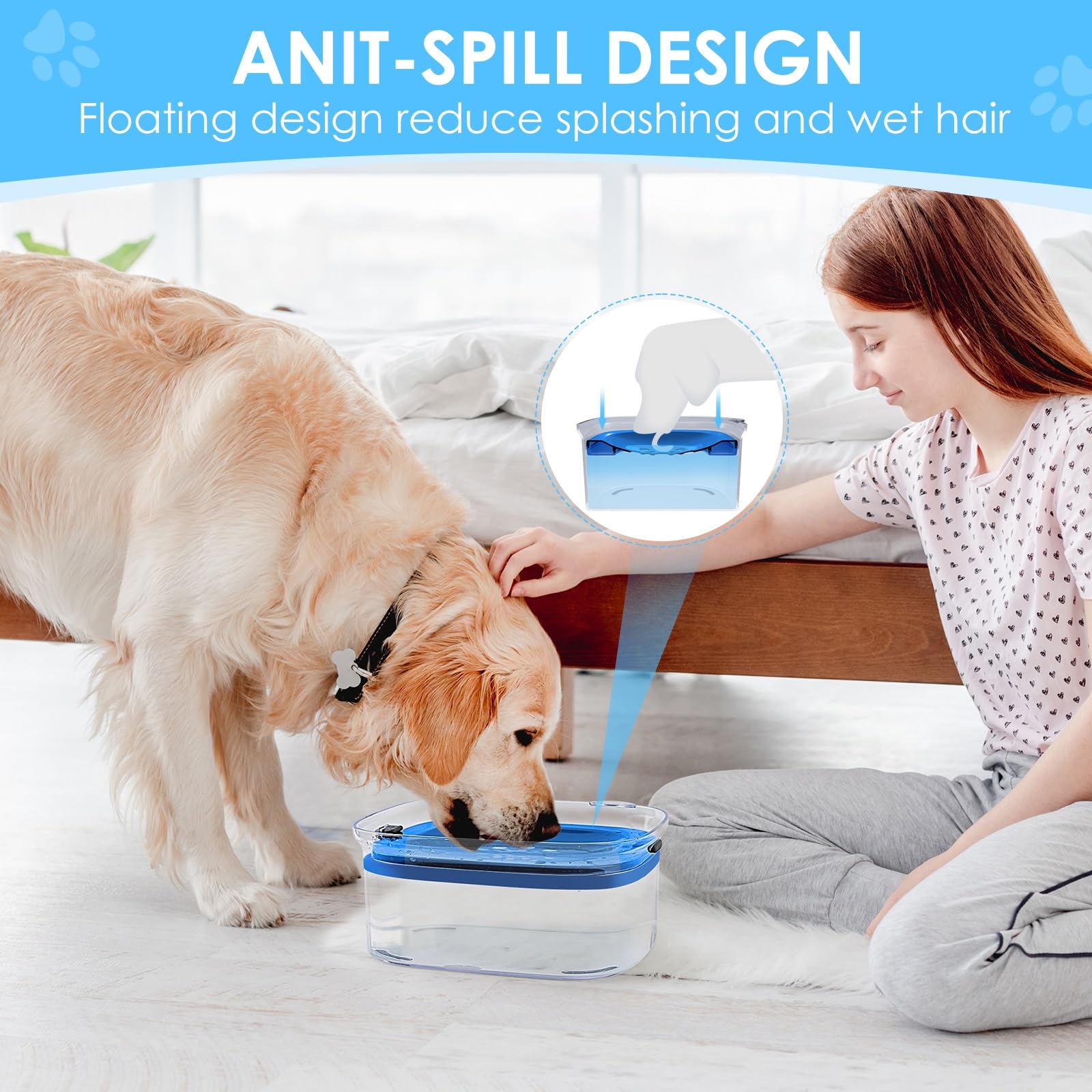 AONKEY transparent bowl allows quick water level checks.