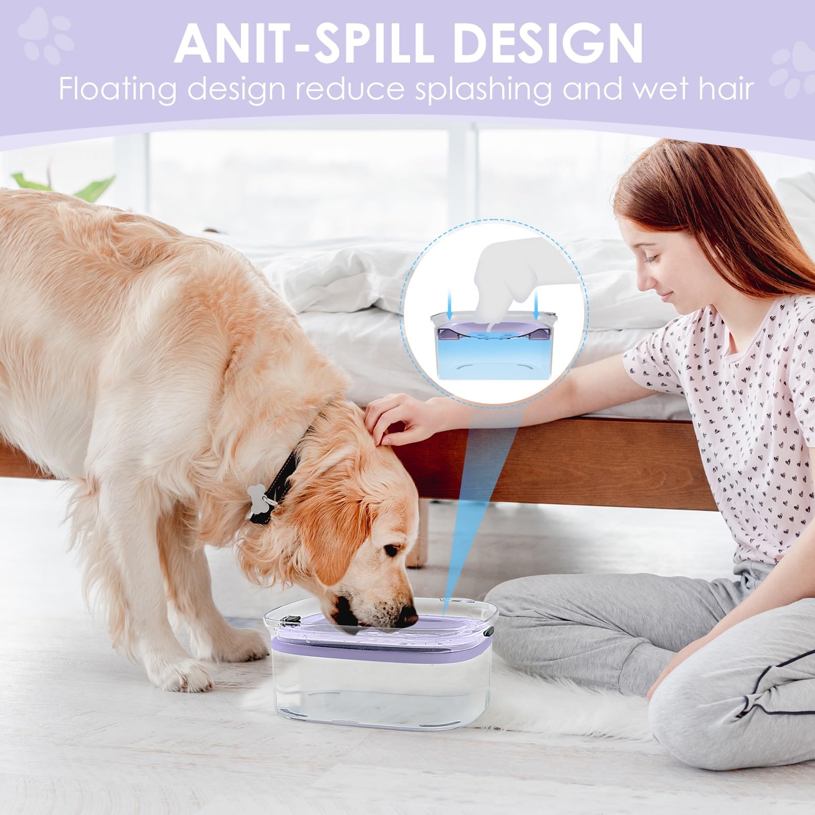 AONKEY transparent bowl lets you see water level at a glance.