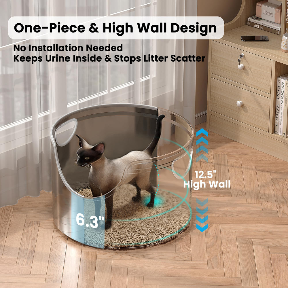Aothey 12-inch-high-walls litter box helps contain litter and spills effectively.