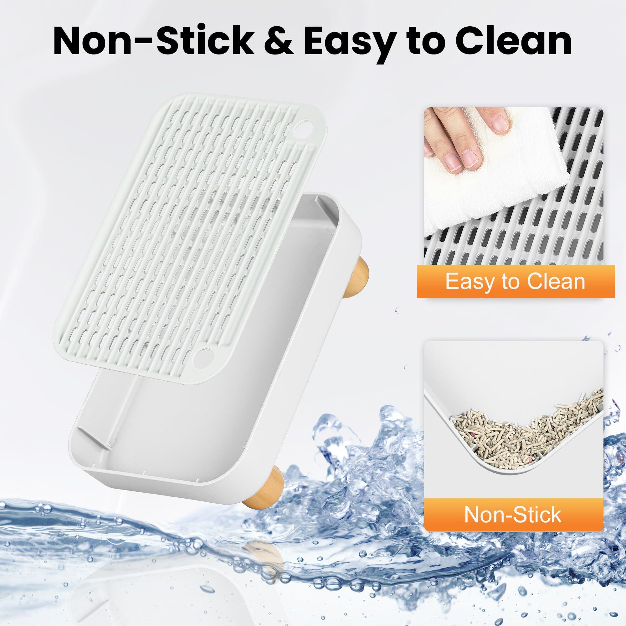 Aothey Litter Box Step easy-clean surface reduces dirt buildup.