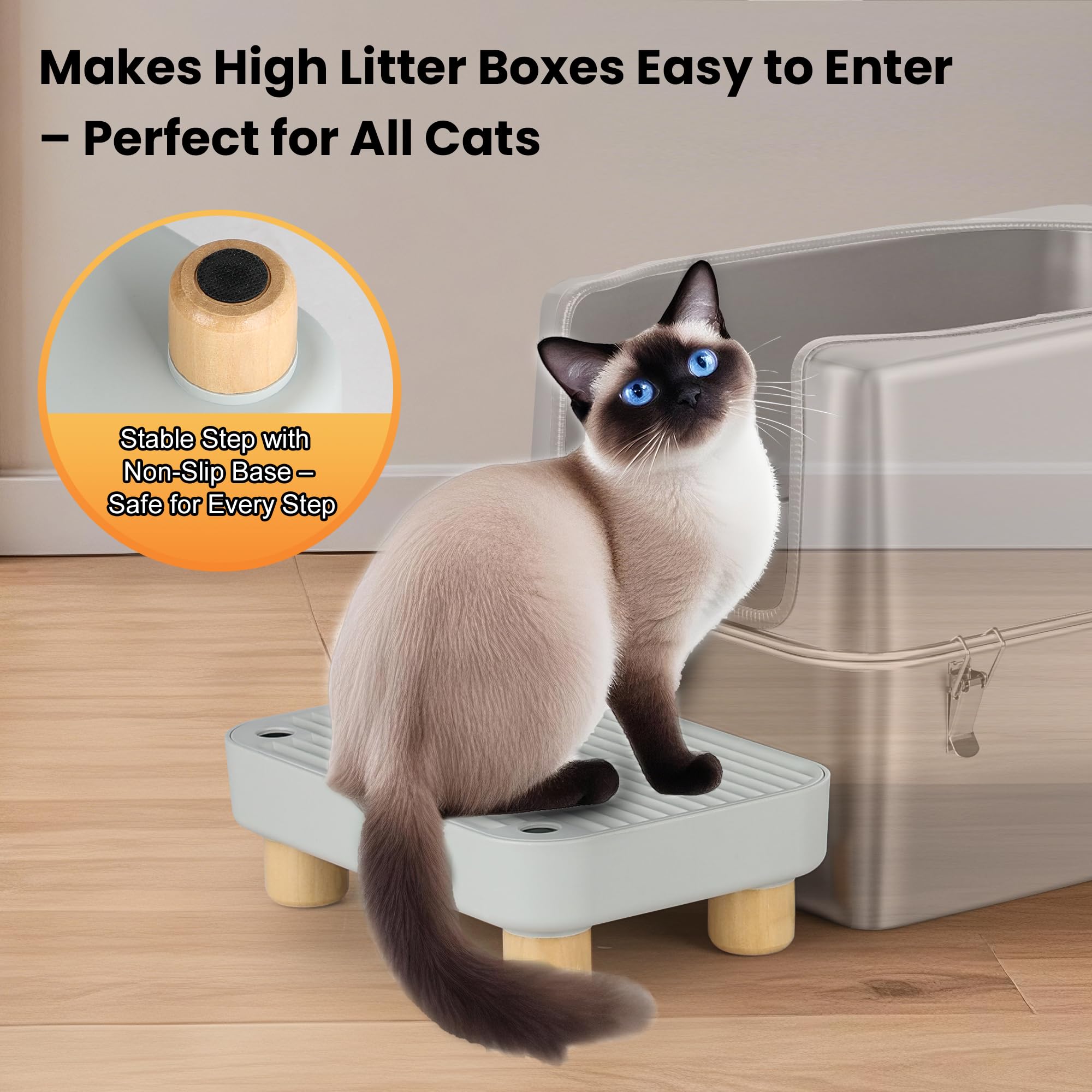 Aothey Litter Box Step non-slip design aids safe entry and exit.