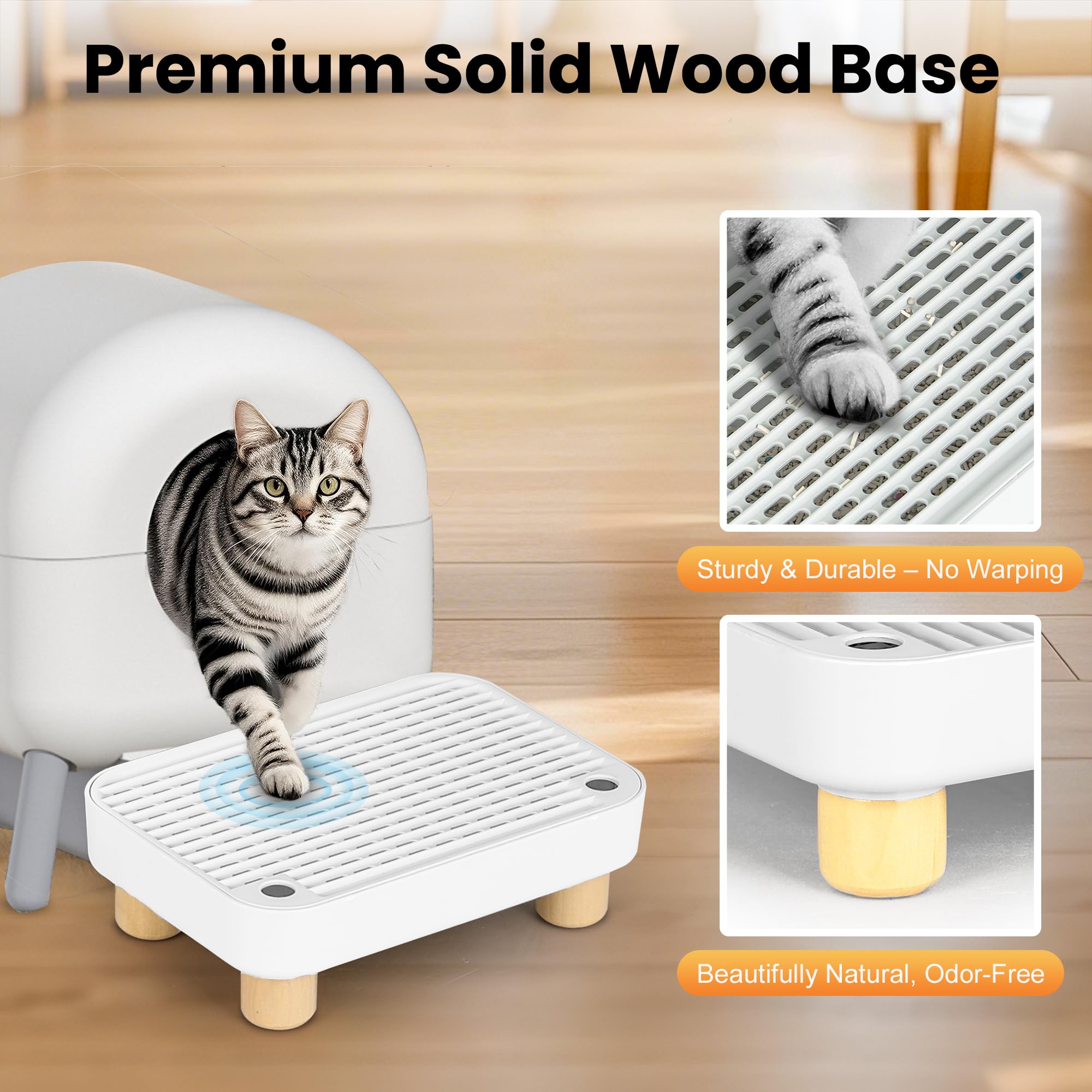 Aothey Litter Box Step non-slip surface supports safe entry for kittens.