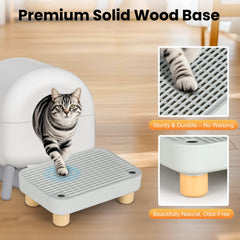 Aothey Litter Box Step wooden base provides stable, durable support.