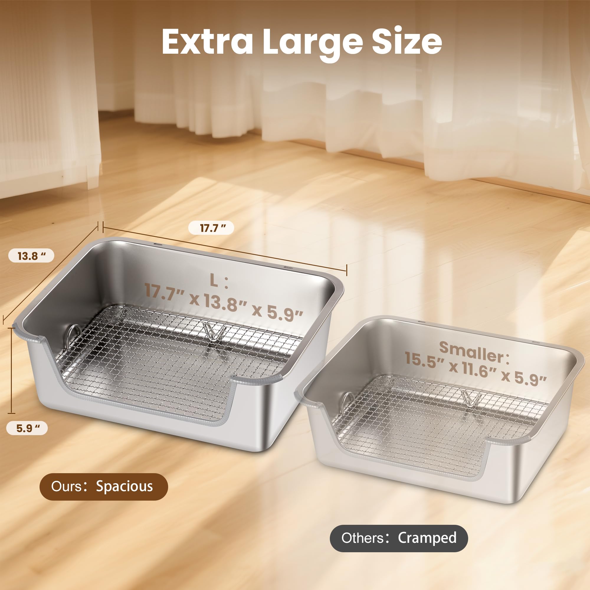 Aothey Extra large litter box showing generous dimensions for larger rabbits