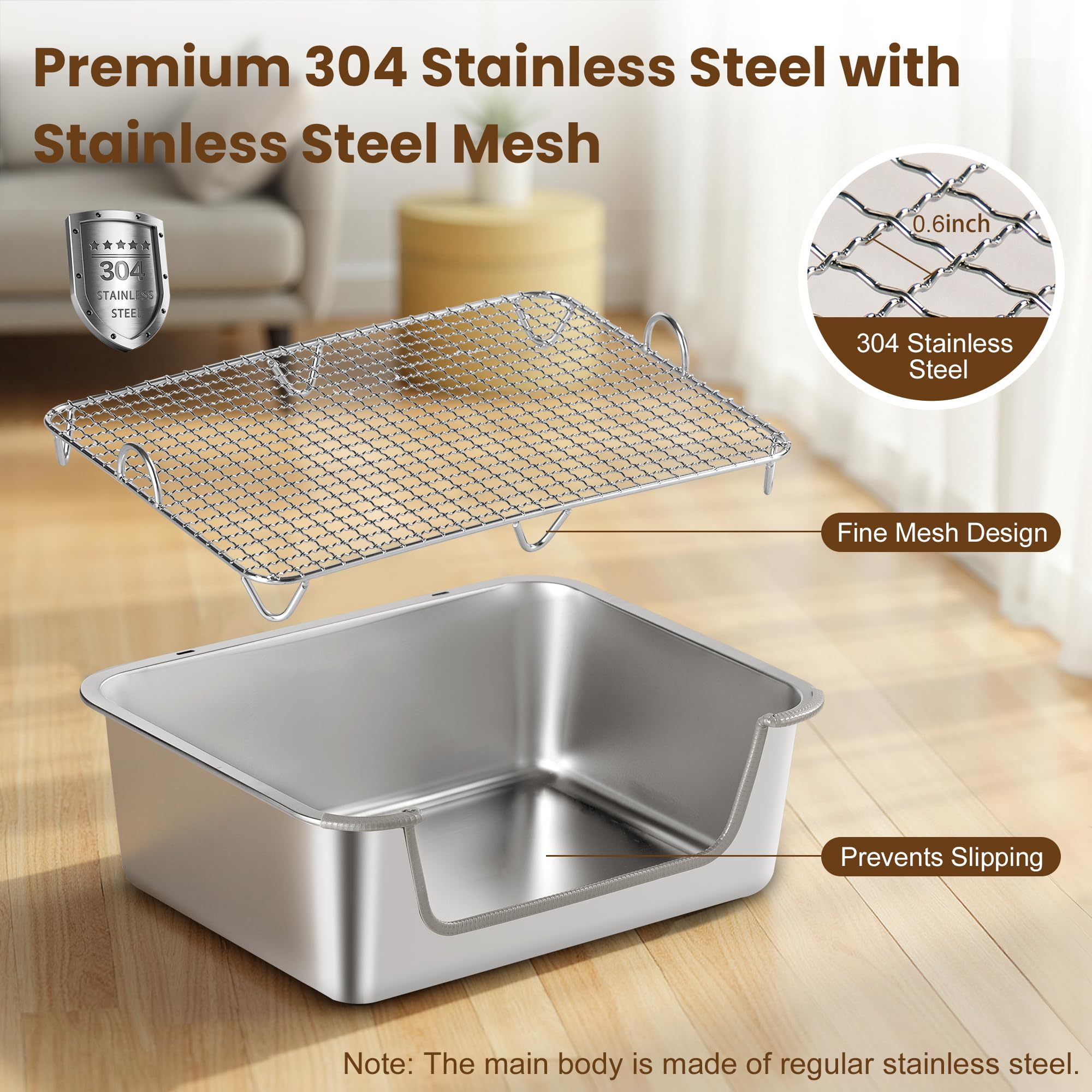 Aothey Rabbit Litter Box with finer mesh protects paws and reduces spills
