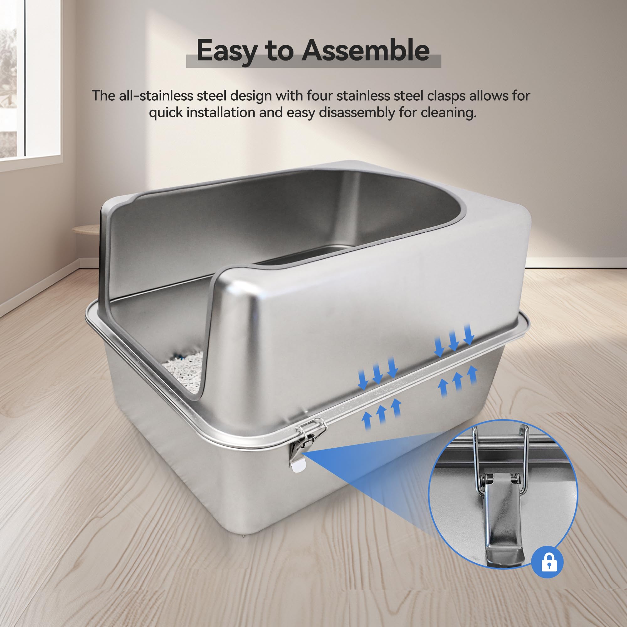 Aothey rounded-edges litter box designed for pet safety