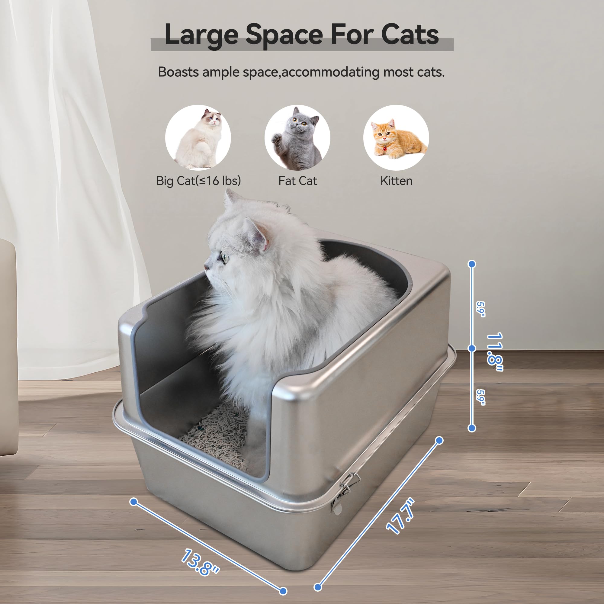 Aothey rust-resistant litter box suitable for busy households