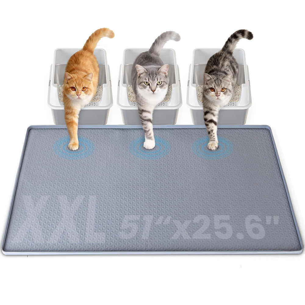 Aothey XXL silicone cat litter mat covers a large area and traps litter.