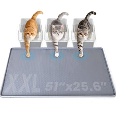 Aothey XXL silicone cat litter mat covers a large area and traps litter.