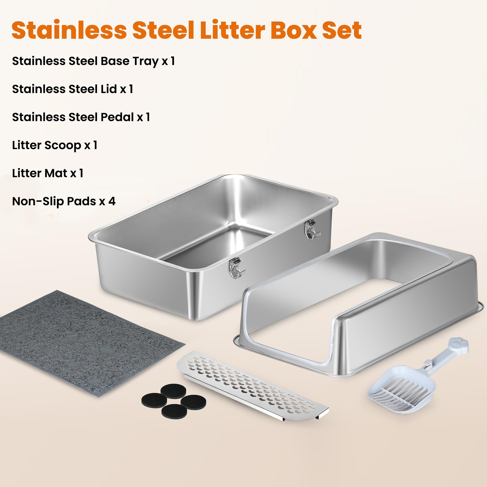 Aothey enclosed metal litter box for large cats keeps odors contained.