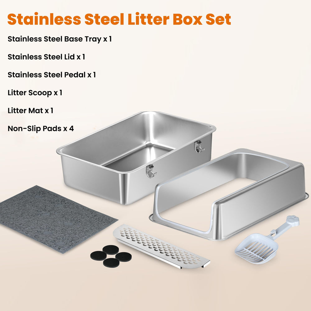 Aothey enclosed metal litter box for large cats keeps odors contained.
