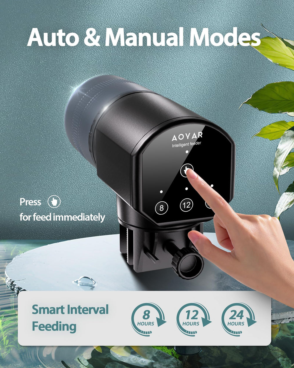 Aoyar feeder dial adjustment demonstrates easy schedule changes.