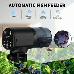 Aoyar automatic fish feeder front view in a compact form for aquariums.