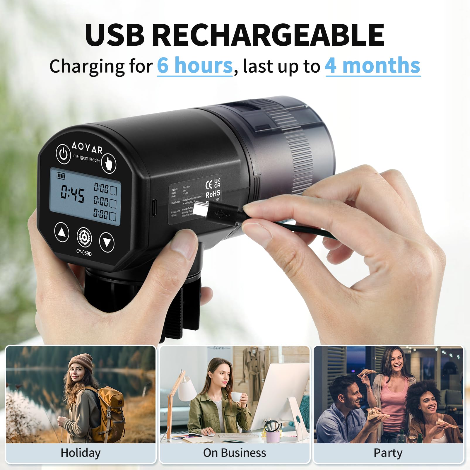 Aoyar USB-rechargeable feeder convenient power for trips